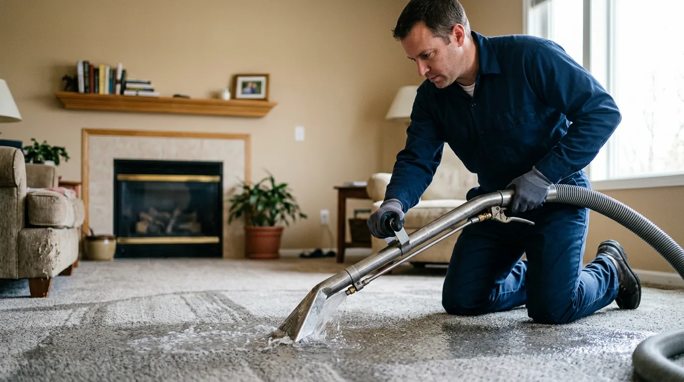 Water damage restoration technician working near Glidden, IA